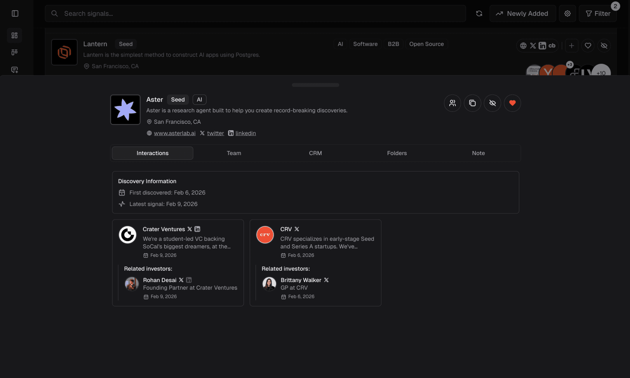 Signal Card — dark theme
